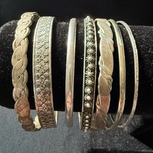 Set of 7 Vintage Sterling 925 Silver Bangles 70g